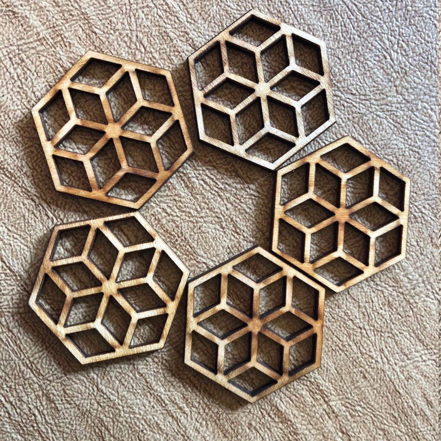 Hexagon Honeycomb Wooden Beads