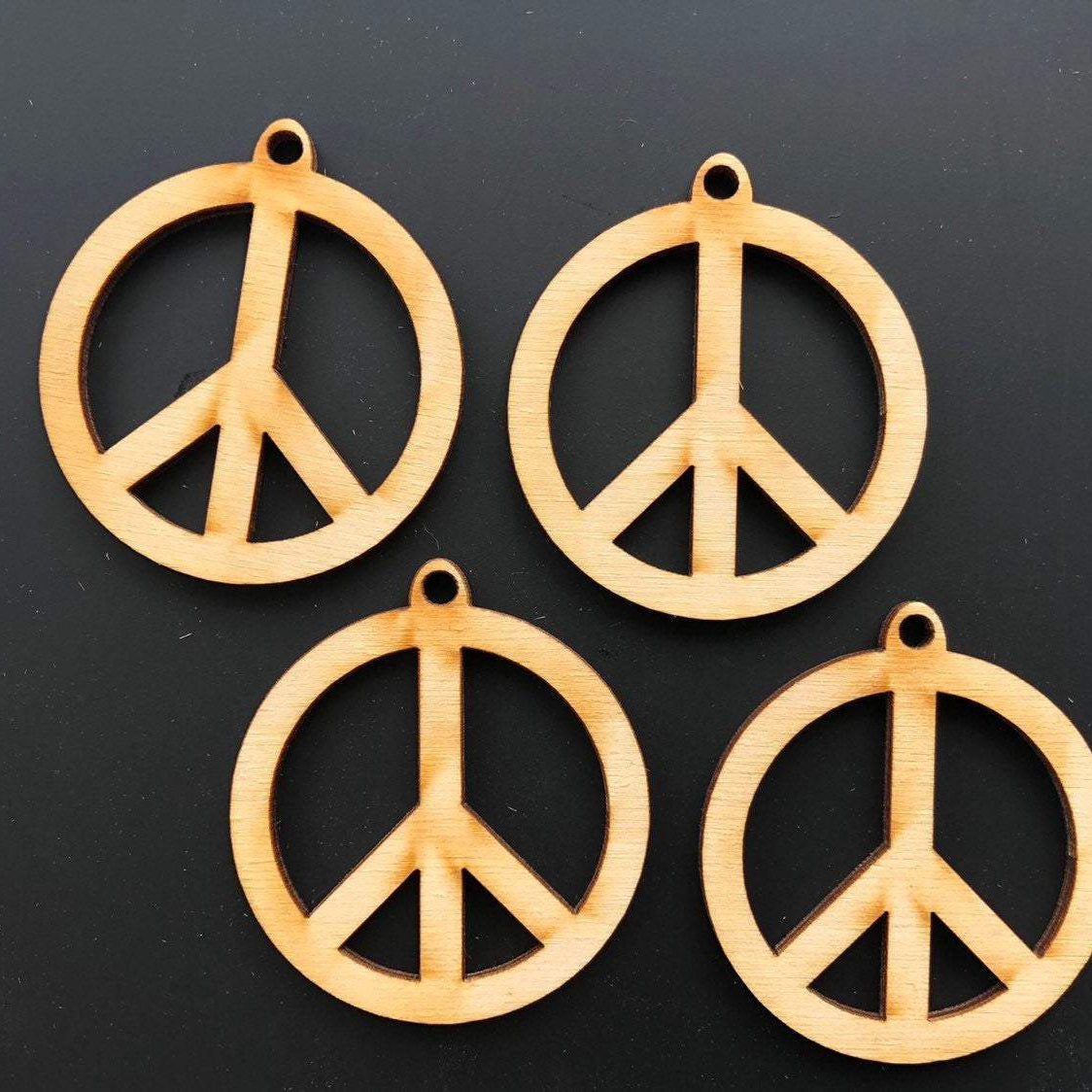 Peace Sign Wooden Beads