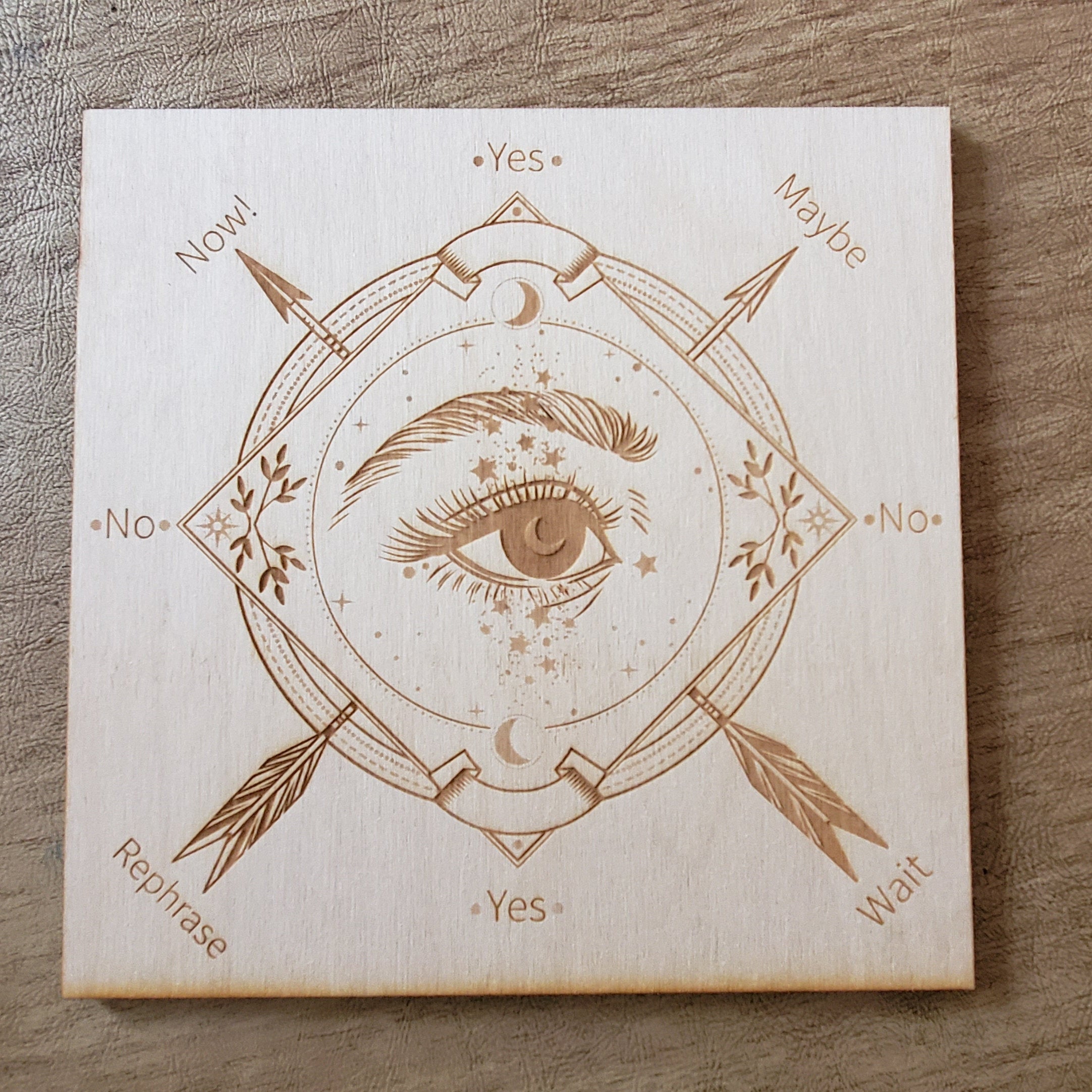 Wood Engraved Pendulum Board #3 Crystal Grid