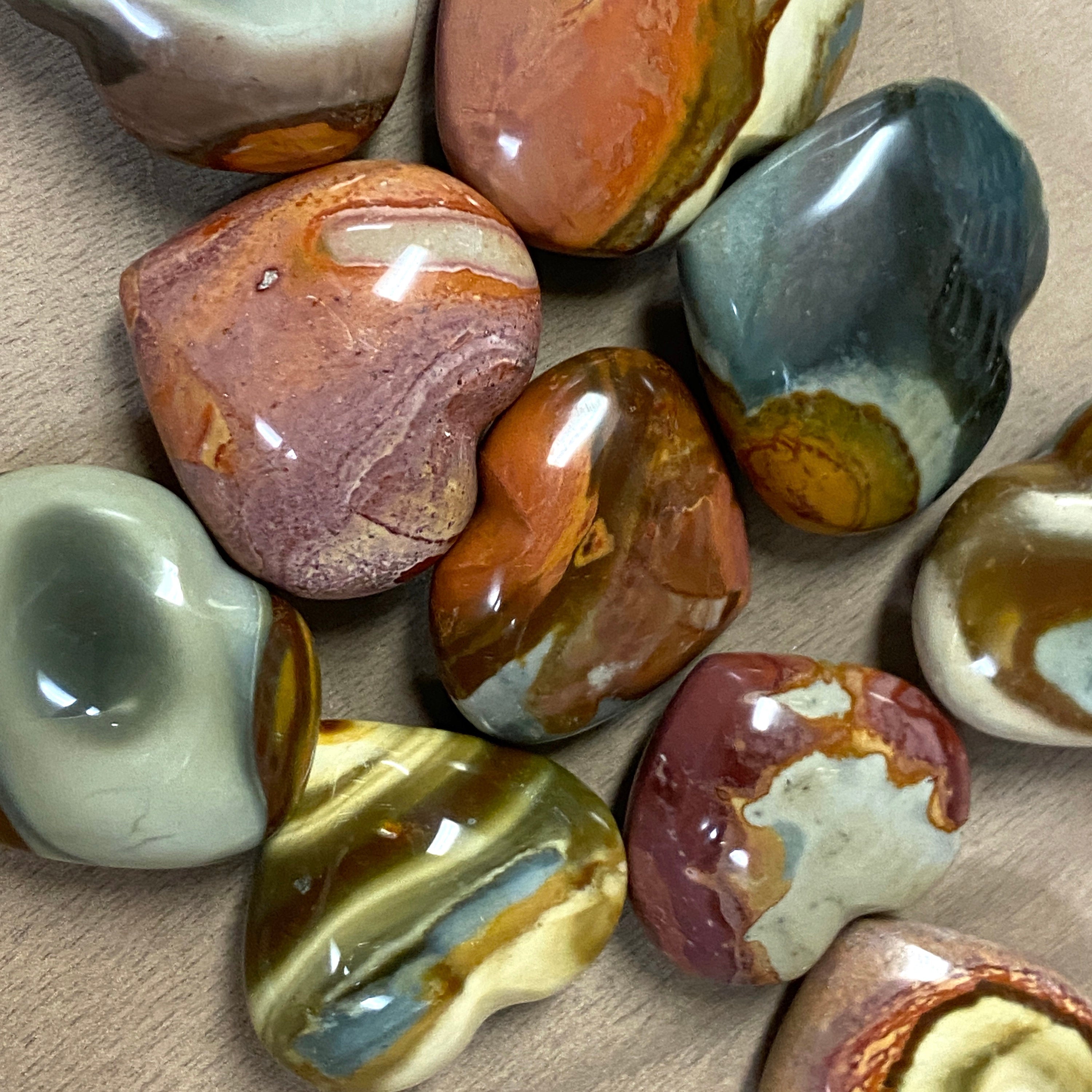 Polychrome Jasper HEARTS 3 to 4  Centimeters - Desert Jasper - Fortune Crystal - Fortune Stone - Healing Crystals and Stones