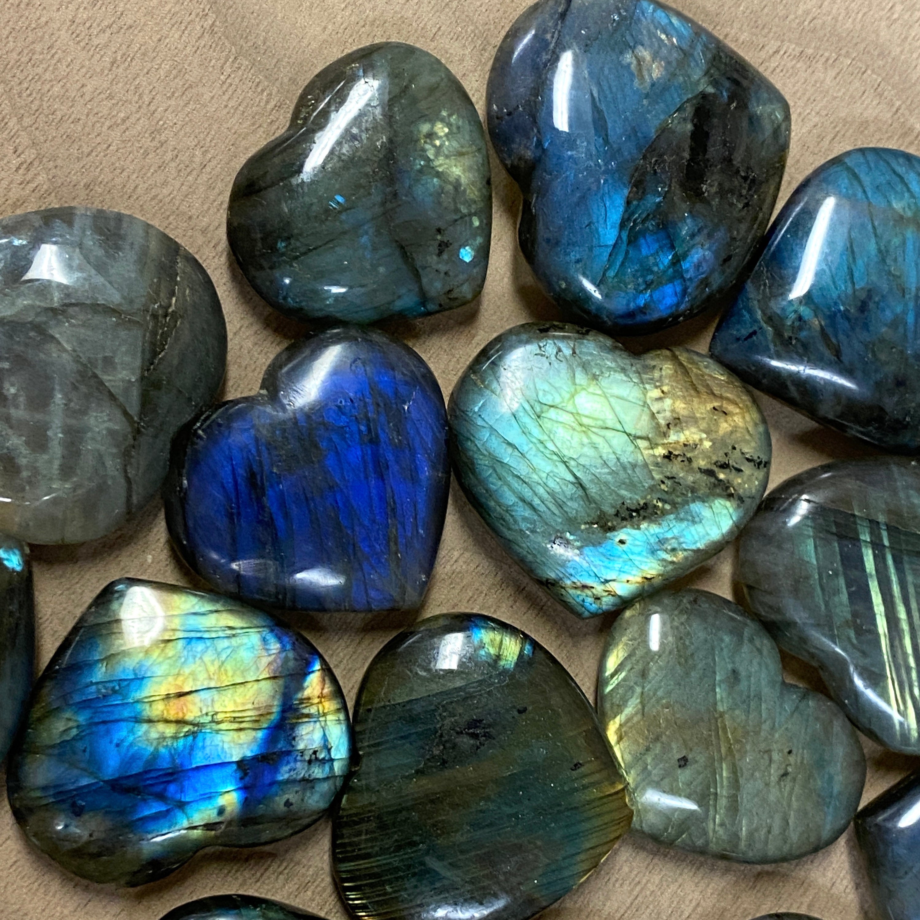 Labradorite HEARTS from Madagascar - 3 to 4 Centimeters - Crystal Hearts - Third Eye Stone - Healing Crystals  Healing Stones