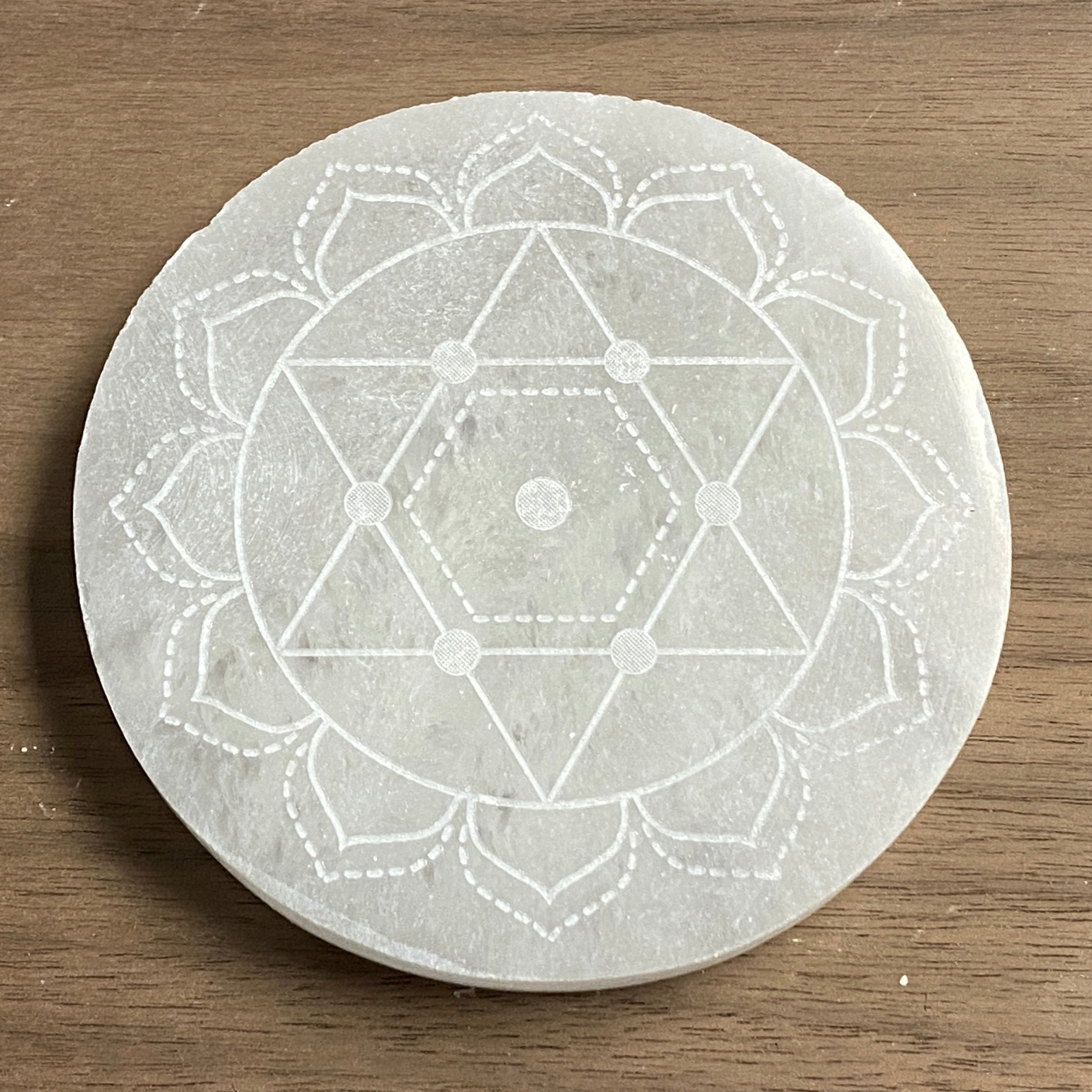 Chakra Selenite Engraved Charging Disc