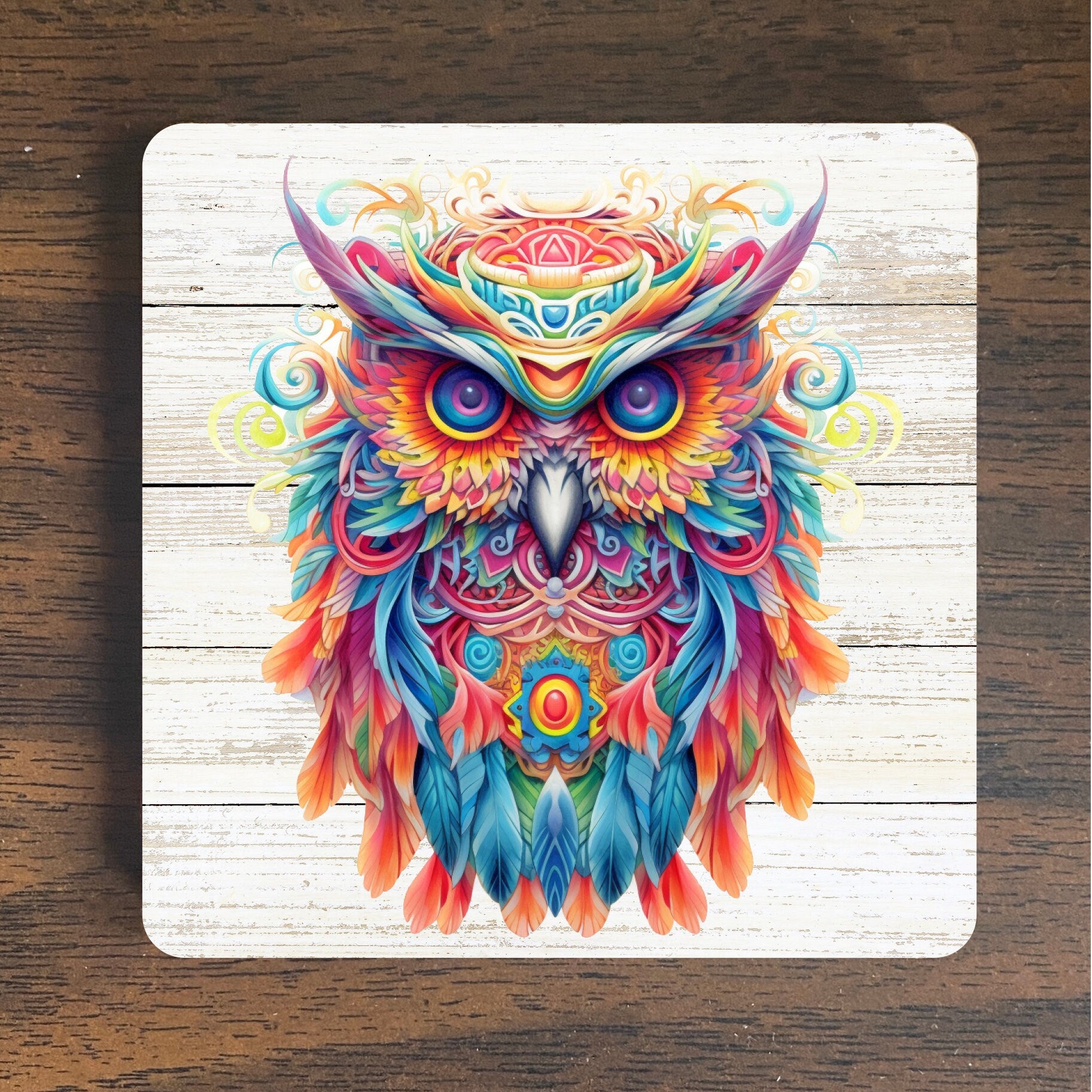 Whoooa-mazing Psychedelic Owl Magnet - Vibrant and Groovy Fridge Decor - Owl Magnet -   - Spiritual Magnet -  Refrigerator Magnet