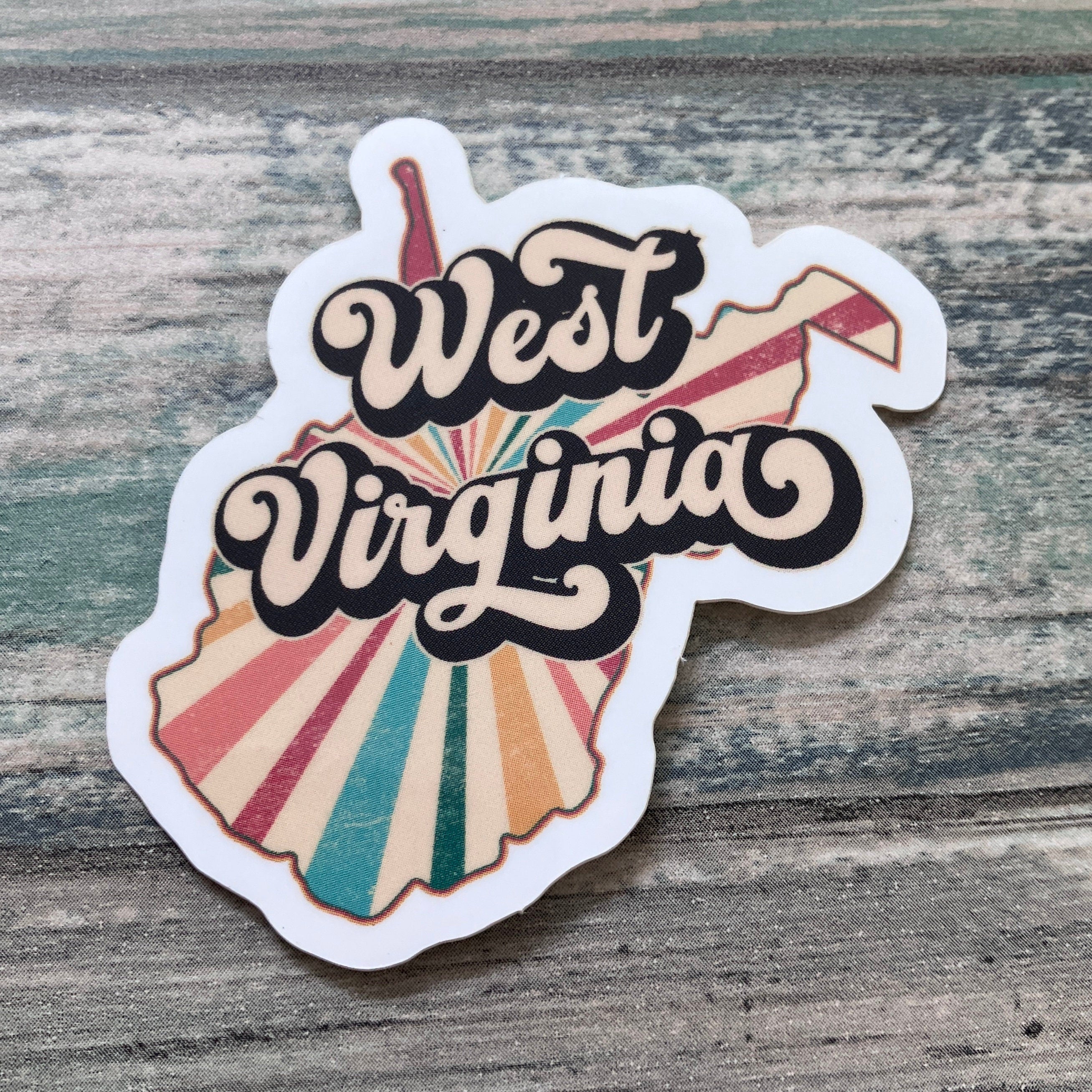 West Virginia Sticker - Vinyl Sticker - Vinyl WV Sticker - Retro Sticker - Vintage Sticker - Retro West Virginia Sticker - Retro WV Sticker