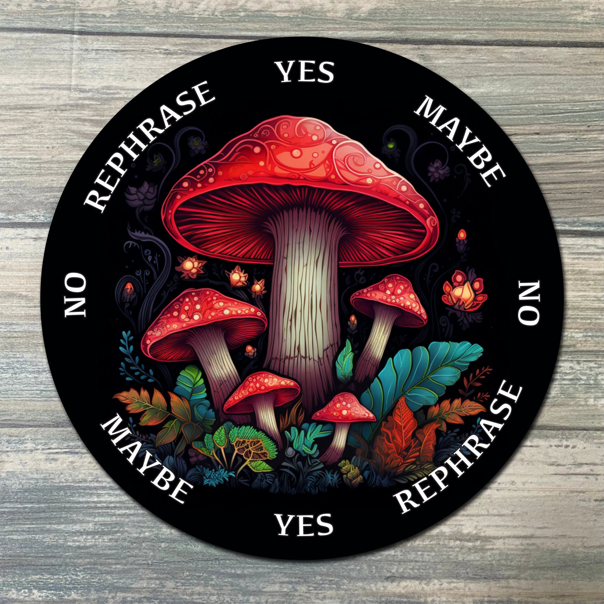 Mushroom Pendulum Board - Mushroom Divination Board - Full Color - Altar Decoration
