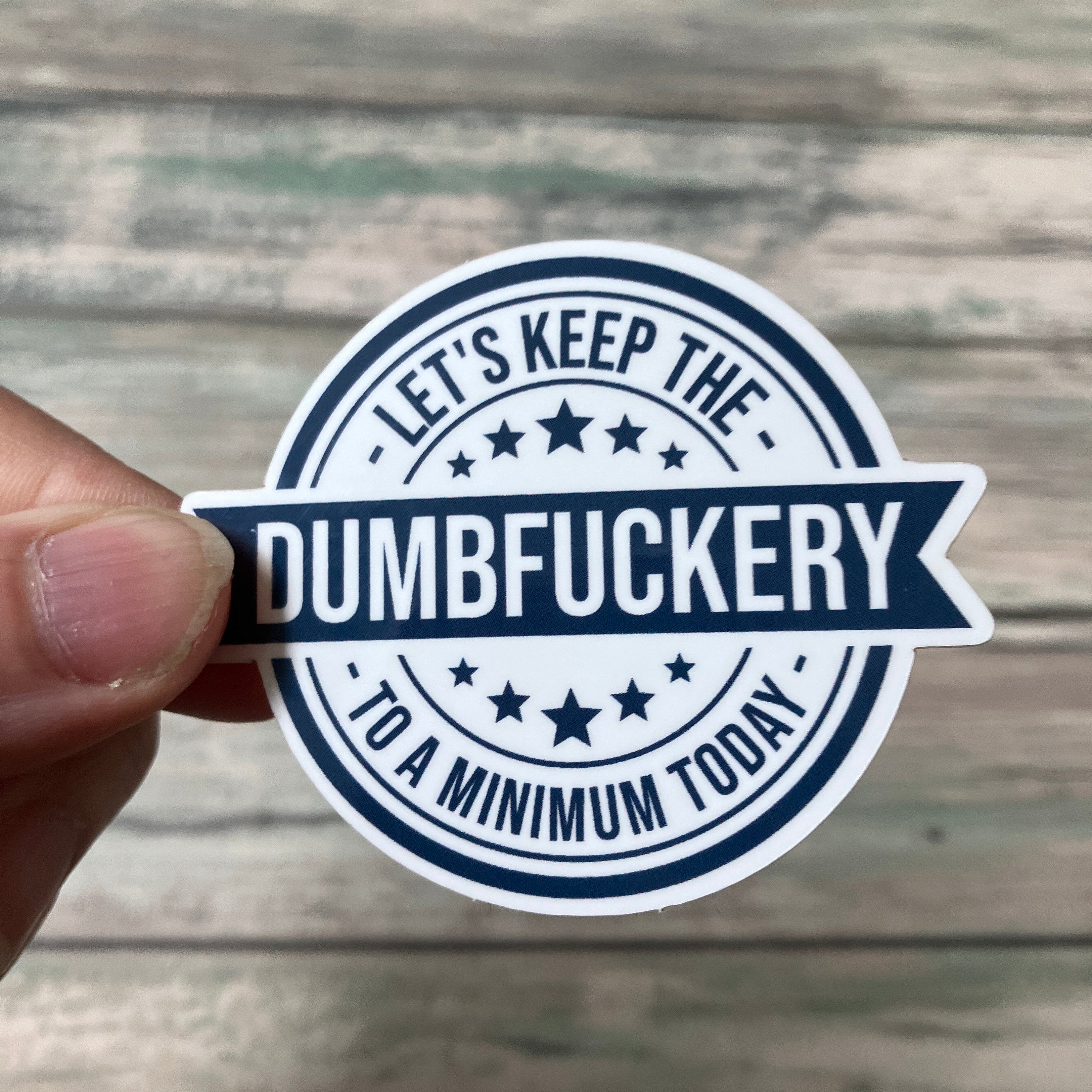 Dumbfuckery Sticker - Vinyl Sticker - Vinyl Funny Sticker - Snarkey Sticker - Let's Keep the Dumbfuckery to a Minimum Today Sticker