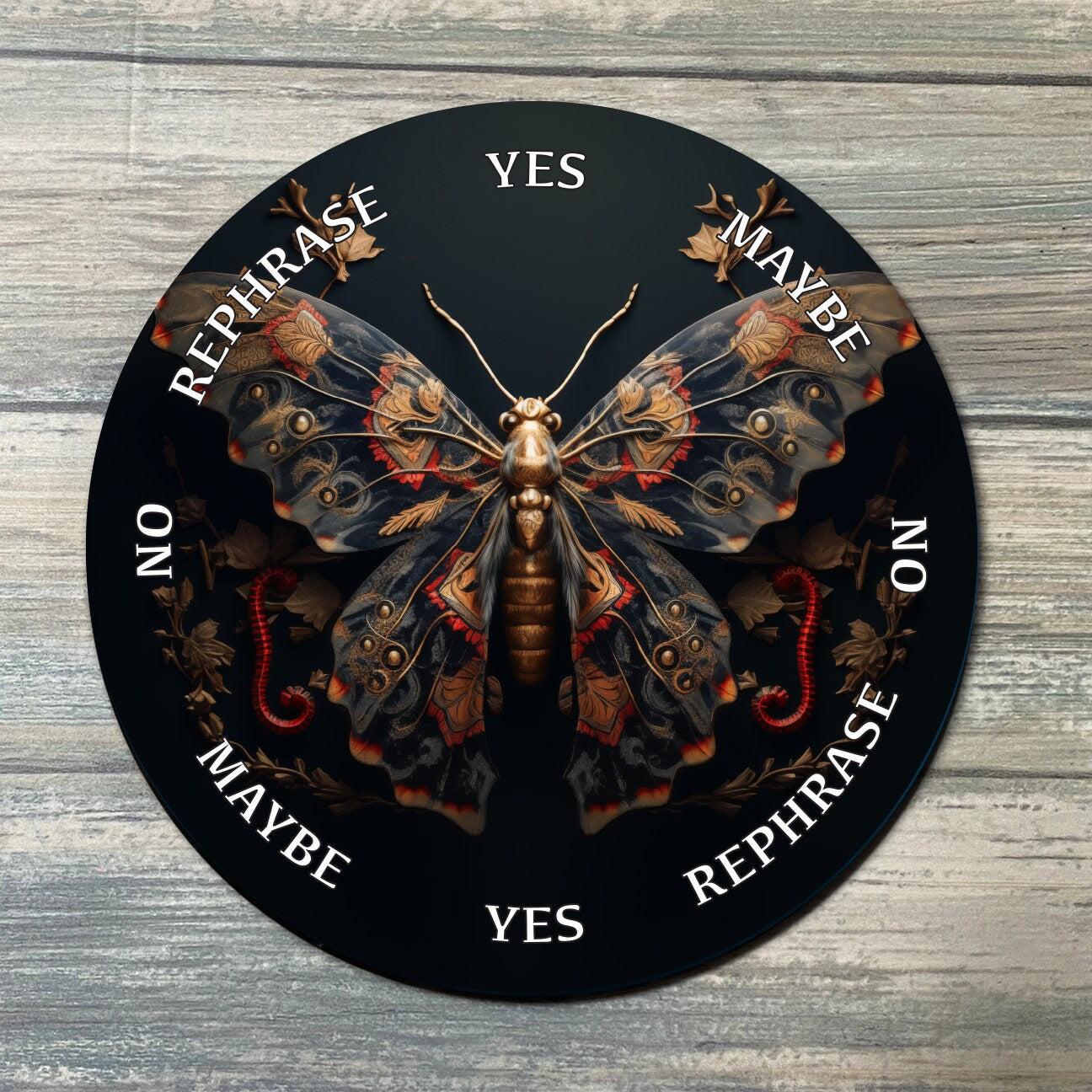 Moth Pendulum Board - Death Moth Divination Board - Full Color - Altar Decoration