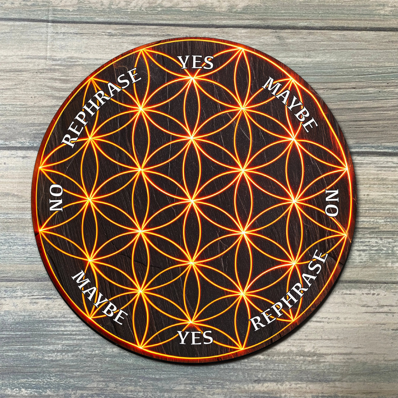 Flower of Life Pendulum Board - Sacred Geometry Divination Board - Full Color - Altar Decoration